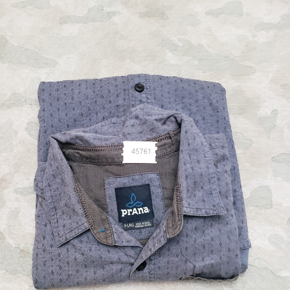 Prana Shirt Mens XL Blue Pockets Long Sleeve Button Up - Picture 9 of 9
